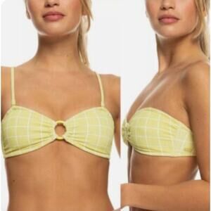 Roxy Salty Shine Bandeau Bikini Top S NWT